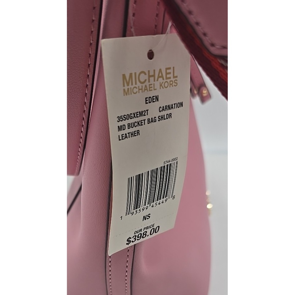 NEW MICHAEL Michael Kors Eden Medium Leather Pink Bucket Shoulder Bag MSRP $398. - Picture 7 of 16